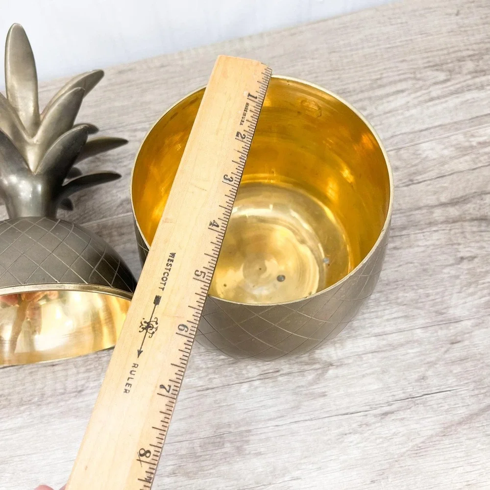 Vintage Solid Brass Pineapple Storage: Hollywood Regency Bookshelf Decor‎